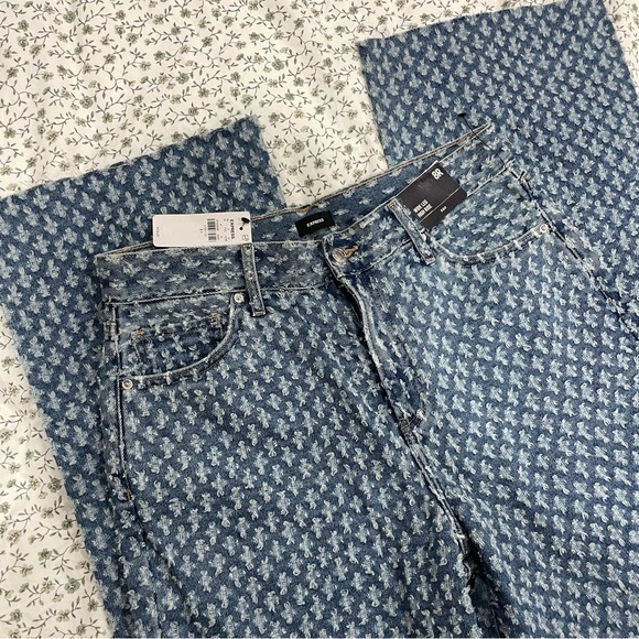 Express Denim - NWT Express High-Rise Blue Patterned Denim Jeans | 8R | Cute & Fun